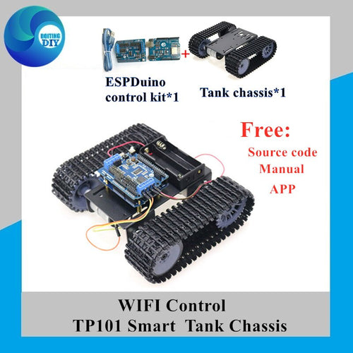 ESPduino Control Robot Tank Chassis Kit with Development Board+Motor Drive Shield Board+DC Motor for Arduino DIY RC Toy Kit