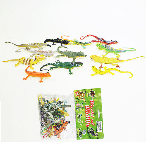 12pcs Model lizard toy Reptile Simulation plastic forest wild animal model toys ornaments PVC figurine home decor Gift For Kids