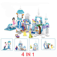 4 In 1 Princess Mermaid Elsa Anna Ice Castle Model Building Blocks Kit Toys Compatible with Legoinglys Friends Girl Kids Gifts