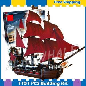 1151pcs Battle Ship Pirates of the Caribbean Queen Anne's Revenge 16009 Model Building Blocks Boys Bricks Compatible With lego