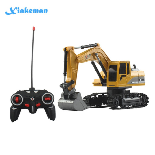 Remote Control Excavator 1:24 RC Car Four-Wheel Drive 6-Channel Light One-click Demonstration Of Children's Educational Toys