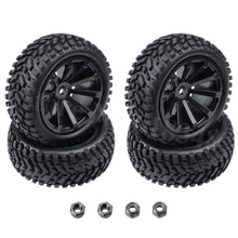 4-Pack 2.99 inch / 76mm Rubber 1:10 RC Rally Car Tires & Wheel Rims Set foam inserted M4 Locknut 12mm Hex Hub