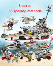 505PCS Aircraft Battle Building Blocks 8 in 1 Aircrafted Carrier Models Military Ship Bricks Toy Compatible Lego child gift