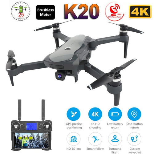 2019 NEW K20 Drone With 4K Camera Dual GPS One-Key Return Headless Mode Follow Me Circle Fly RC Drones toys