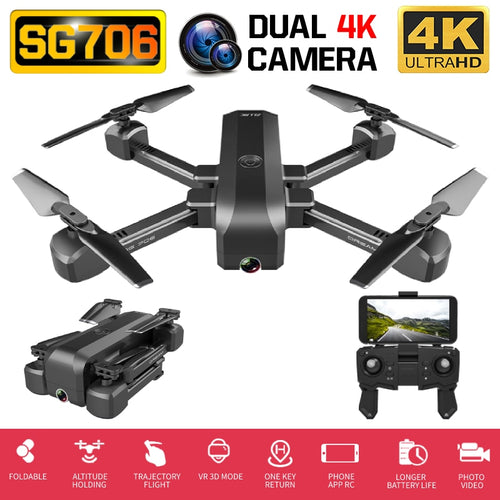 SG706 drone 4K WiFi 1080p dual camera quadcopter optical flow stability height RC helicopter RC toy drone with camera VS XS812