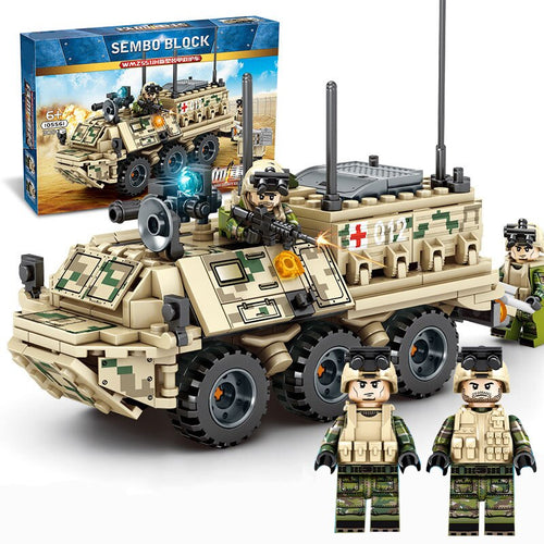 New Armored Ambulance Model Kit Compatible Legoing Children DIY Educational Assembled Military Building Blocks Brick Boy Toy P46