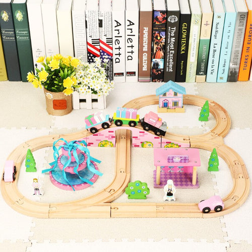 Electric Train Toy Blocks Rails Train Wood Model Railway Wooden Trains Building Blocks Track Magic RC Trains Set Wooden Railway