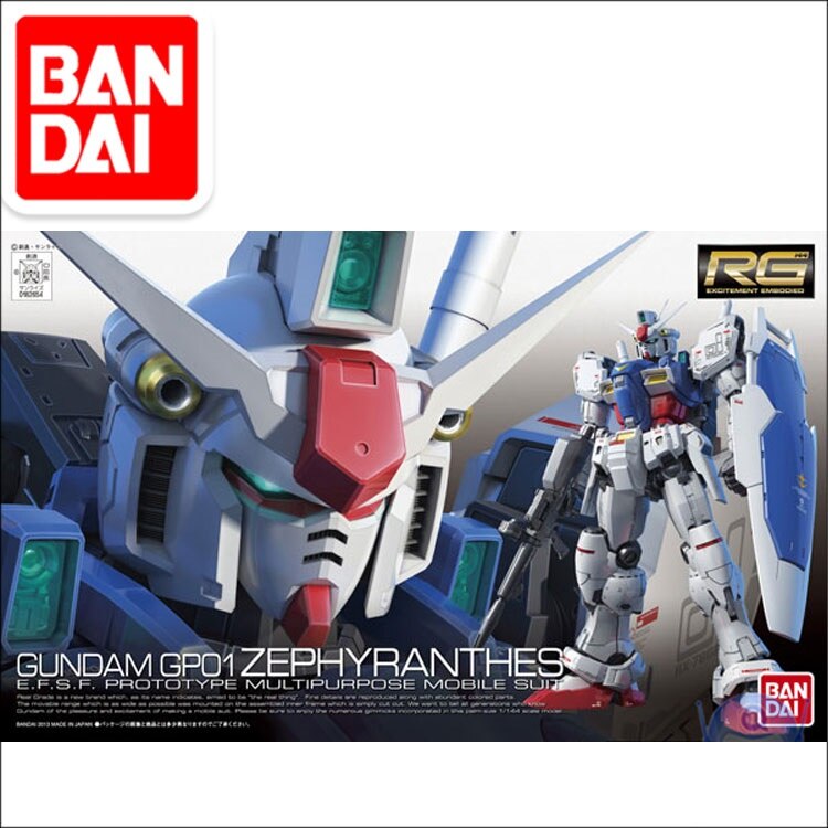 Original Gundam RG 1/144 Model RX-78 Gundam GP01 ZEPHYRANTHES Mobile Suit Kids Toys With Holder