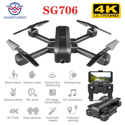 SG706 drone 4K WiFi 1080p dual camera quadcopter optical flow stability height RC helicopter RC toy drone with camera