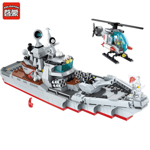 539Pcs NAVY Warship Building Blocks Sets Military Battle Sea Force Destroyer Attack Boat Army LegoINGLs Toys Christmas Gifts