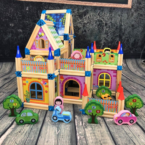 128pcs Master architecture building blocks toys Children's wooden toy Model Building Kits House model Kids Assembling block gift