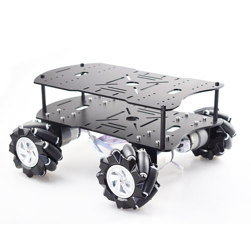Double layer 4WD 80mm Mecanum Wheel RC Robot Car Chassis with DC 12V Encoder Motor for Arduino Raspberry Pi DIY Project STEM Toy