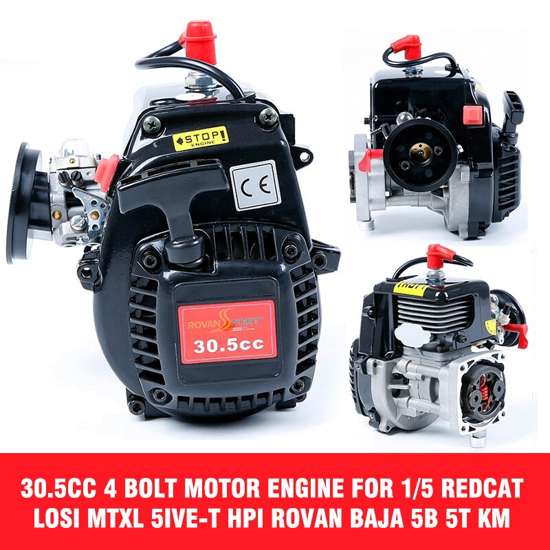 30.5cc 4 Bolt Motor Engine Fits 1/5 REDCAT LOSI 5IVE-T HPI Rovan Baja 5b 5T KM With 668 Carburetor Spark Plug 8000RPM Clutch