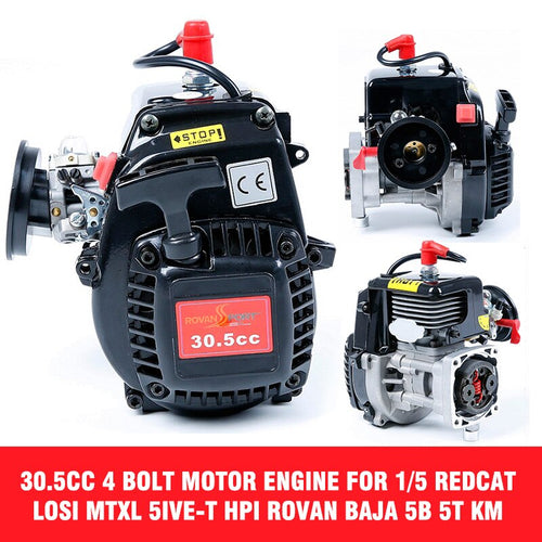 30.5cc 4 Bolt Motor Engine Fits 1/5 REDCAT LOSI 5IVE-T HPI Rovan Baja 5b 5T KM With 668 Carburetor Spark Plug 8000RPM Clutch
