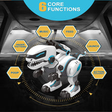 EBOYU RC Dinosaur Robot Remote Control Walking Dinosaur Toy Interactive Dancing Singing Missiles Launching Feeding Dino Robot