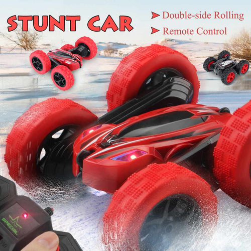RC Flip Stunt Car 2.4G Remote Control Car Double-side Rolling 360 Degrees Rotating with Light 1:24 Modeling Toys for Kids