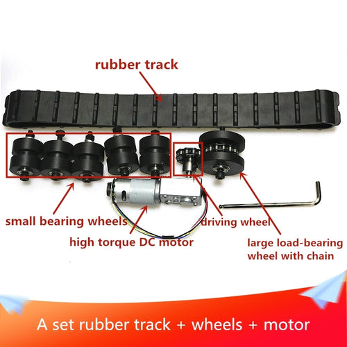 A Set Rubber Track Metal Stainless Steel Load-bearing Wheel Drive Wheel Chain Robot Tank Chassis Kit Large Load with DC Motor