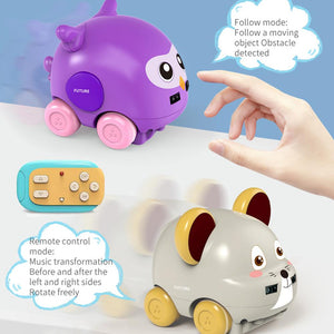 1/32 2 In1 4CH Smart RC Robot Cat Follow Obstacle Avoidance Mouse Pet Owl Robot Remote Control Music Interaction Toys for Kids