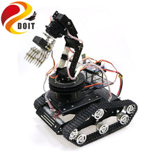 SZDOIT Full Metal 6-axis Robot Arm with Gripper + Y100 Smart Tank Chassis Kit 6DOF Vehicle Robotic with 6pcs Servos for Arduino