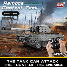952PCS 2.4G RC Military Tank DIY Assembly set Stainless Steel Remote Control Model Toy for Kids Built-in 3.7V 300MAh battery