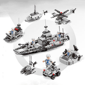 Navy Submarine Compatible Legoed Military Ship Plane Aircrafted Carrier Warship Battle Cruiser Frigate Model Building Blocks Toy