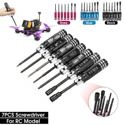 7pcs 1.5/2/2.5/3/4/5.5mm DIY Hexagonal Hex Screw Driver Tool Set Screwdriver For RC Camera Drone FPV Quadcopter Helicopter DIY