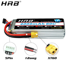 HRB 3S 4S 4000mah Lipo Battery 14.8V 7.4V 11.1V Deans XT60 T 5S 6S 2S 22.2V 18.5V 1S RC FPV Airplanes Drone Truck Car 60C Parts