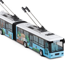 High Simulation City Trolleybus Double Bus,1:48 Alloy Pull Back Double Bus Model,Toy Cars