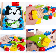 Wooden Construction Screwing Blocks Tool Kit Assembly Toolbox Building Set Detachable Nut for Age 3+ Children Construction Toys