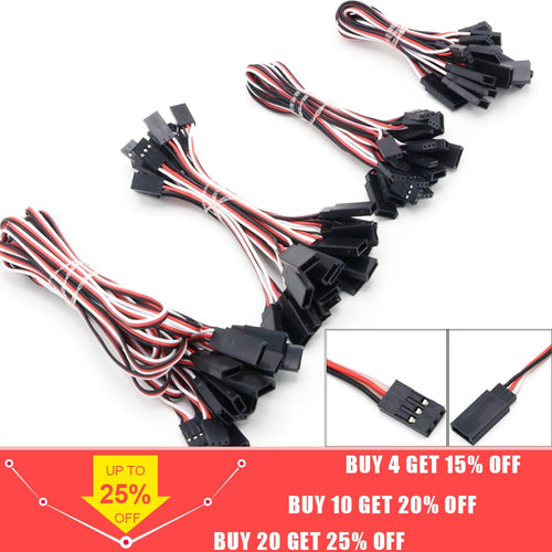 10pcs 100mm/150mm/200mm/300mm/500mm RC Servo Extension Cord Cable Wire Lead JR For Rc Helicopter Rc Drone