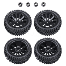 4-Pack 2.99 inch / 76mm Rubber 1:10 RC Rally Car Tires & Wheel Rims Set foam inserted M4 Locknut 12mm Hex Hub