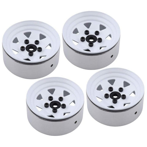 4PCS RC Crawler 1:10 White Metal Wheel Rim 1.9 Inch BEADLOCK for 1/10 Axial SCX10 D90 D110 Traxxas TRX-4