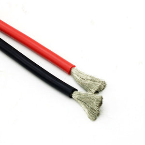 10meter/lot High Quality wire silicone 10 12 14 16 18 20 22 24 26 AWG 5m red and 5m black color