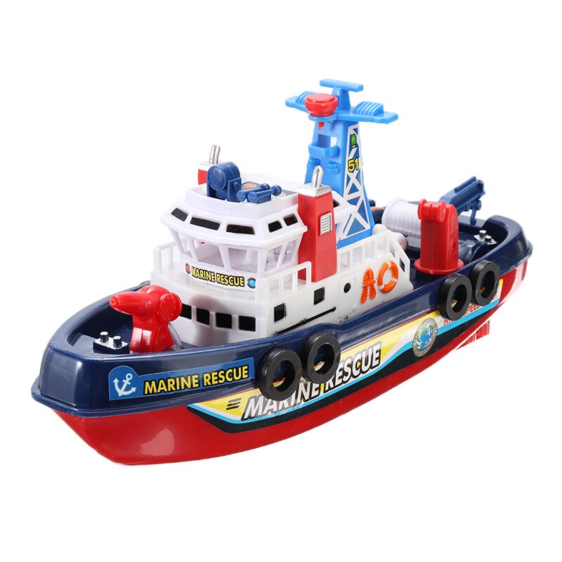 Fast Speed Music Light Electric Marine Rescue Fire Boat Baby Shower Bath Toys with LED Music For Kids Toy Gift