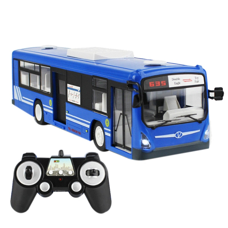 Remote Control Bus City Express High Speed One Key Start Function Bus With Realistic Sound And Light Rc Car 6 Channel 2.4G Blue