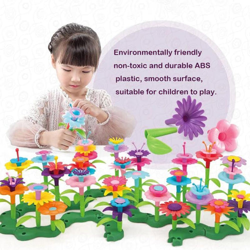Creative Kid DIY Handicraft Spell Inserted Flower Arrangement Kit Interconnecting Blocks Colorful Various Puzzle Assemble Toy