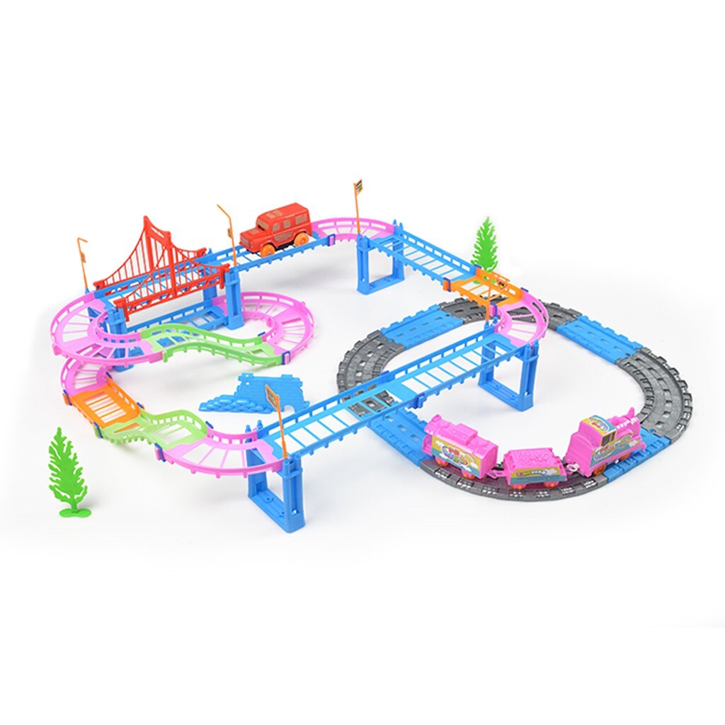 Children assembled railcar toys puzzle diy toys
