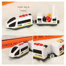 Electric RC Train Set Remote Control Toys Connected with Wooden Railway Car Tracks Birhtday Christmas Gift for Children