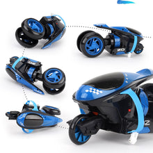 90 Degree 2.4G Rear Wheel Rotation Cool Light Vehicle High-Speed Drift RC Motorcycle for Children Remote Control Toys- Orange
