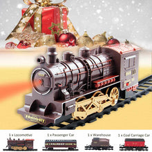 Electric Dynamic Steam Track Train Set 4Cars Simulation Passenger Carriage Kids Railway Track Toy Birthday Gift Educational Toy