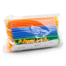 100Pcs 4D DIY Plastic Toys Straw Inserted Construction Building Blocks Kits Assembly Toys Blocks Bricks Christmas Gift for kids