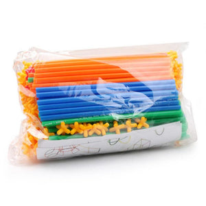 100Pcs 4D DIY Plastic Toys Straw Inserted Construction Building Blocks Kits Assembly Toys Blocks Bricks Christmas Gift for kids