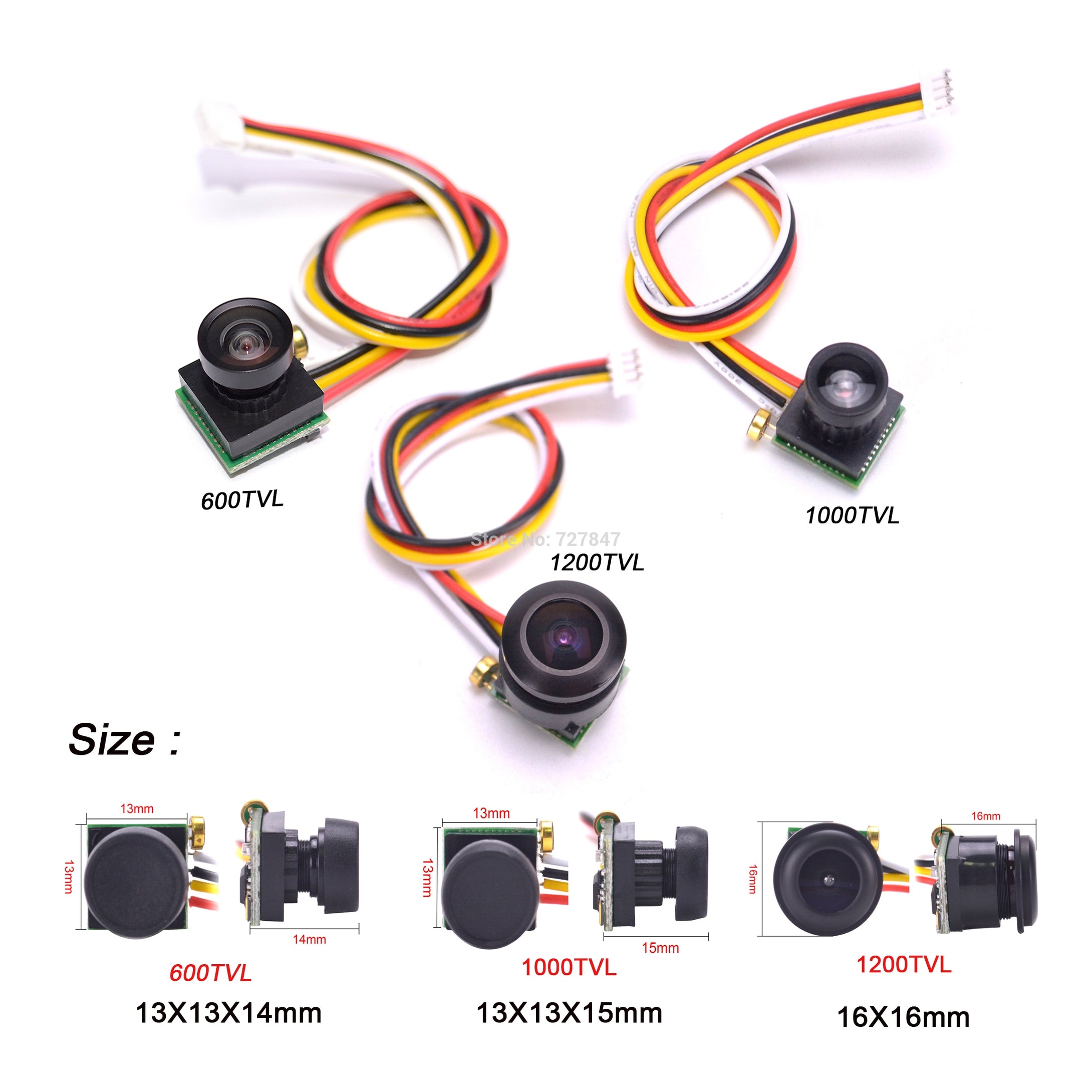 600TVL / 1000TVL 170 degree / 1200TVL 150 Degree super small color video mini FPV camera with audio for Mini 200 250 Quadcopter
