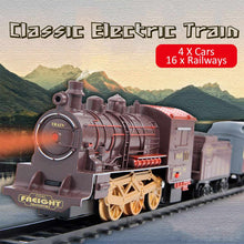 Electric Dynamic Steam Track Train Set 4Cars Simulation Passenger Carriage Kids Railway Track Toy Birthday Gift Educational Toy