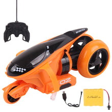 90 Degree 2.4G Rear Wheel Rotation Cool Light Vehicle High-Speed Drift RC Motorcycle for Children Remote Control Toys- Orange