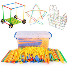 100Pcs 4D DIY Plastic Toys Straw Inserted Construction Building Blocks Kits Assembly Toys Blocks Bricks Christmas Gift for kids