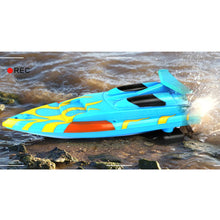 2.4G 4 Channels RC Speed Boat Racing Boat RC Water Toy for Swimming Pool Lake Remote Control Toys Summer Outdoor Toys- Blue