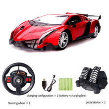 1set Simulation Game Steering Wheel 1:12 Gravity Sensing Four-Way Remote Control Toy Car+ Steering Wheel+Pedal Kids Gamepad Toys
