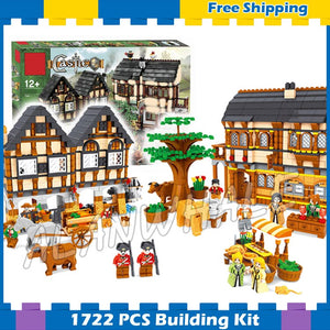 1722pcs Castle Series Medieval Market Village Assemble DIY Model Building Blocks Children Gifts sets Compatible with Lego