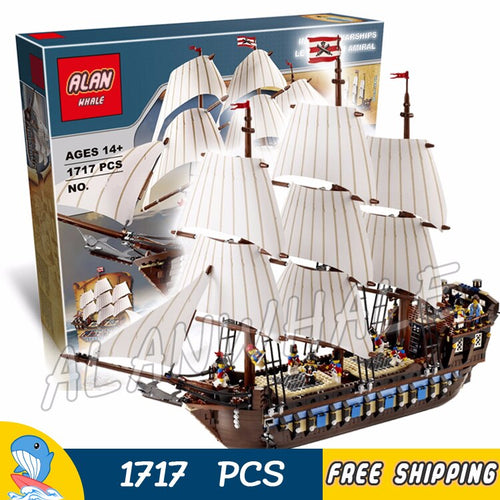 1717pcs Battle Ship Pirates of the Caribbean Imperial Flagship 39010 DIY Figure Building Blocks Toys Compatible with LegoING